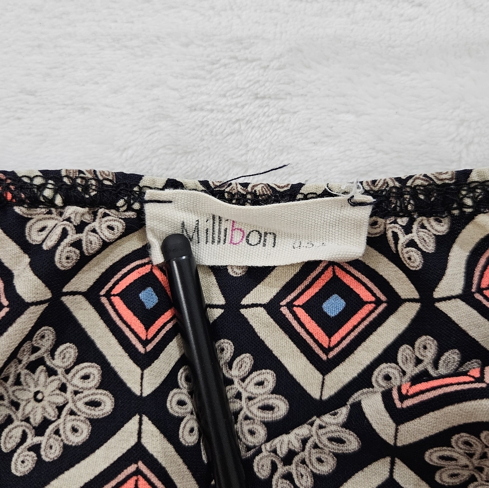 Millibon Wide Leg Jumpsuit in Black & Orange Print Women’s Size S - Picture 5 of 5